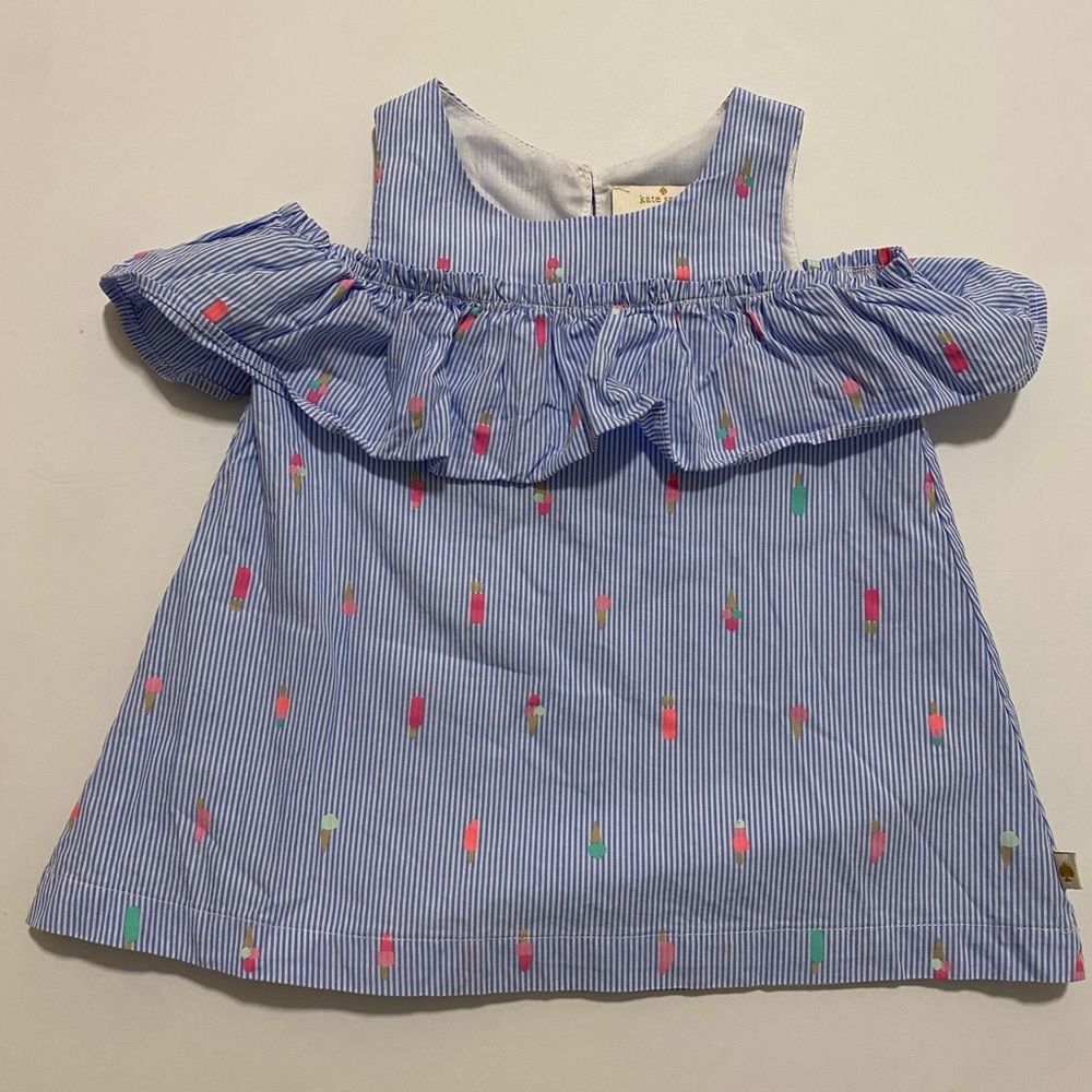 Kate Spade Blue Striped Ice Cream Baby Dress 12M
